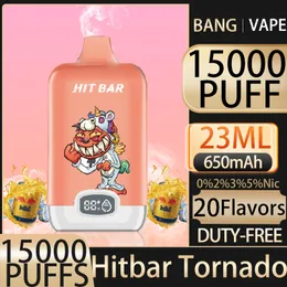 Hitbar Tornado 15000 sbuffi e sigarette usa e getta da 15k da 1ohm a maglie da 23 ml battle batteria ricaricabile Cigs elettronici ricaricabili 0% 2% 3% 5%