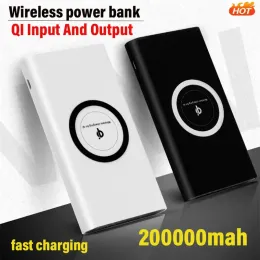 Банковское беспроводное зарядное устройство 200000mah Power Bank Fast Charge UltraLarge емкость мобильная мощность двухсторонний тип C Портатив для Xiaomi iPhone