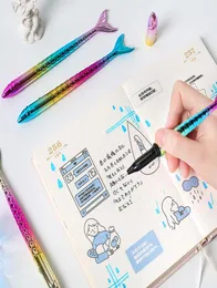 Originalidade Mermaid Style Black Gel Pen Graduação Cor Pontas de esfero azul para estudantes que escrevem suprimentos de luxo Pens4279446