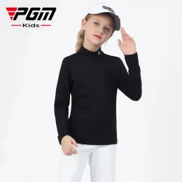 Koszule golf pgm odzież dziecięca długie rękawowe koszulka dla dziewcząt jesień i zimowy płaszcz golfowy sporty golfowe