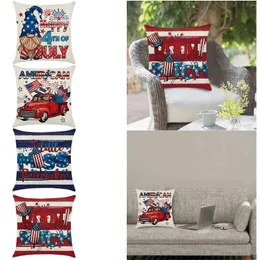 Poduszka American Independence Day Cover 4 lipca Flag Flag Sofa Linen Pillcase 12x18