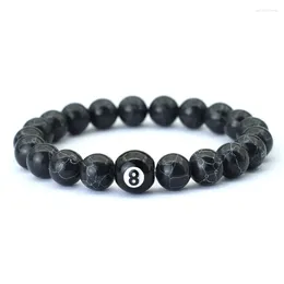 Braccialetti Charm Bracciale di biliardo in stile semplice per uomini 10mm Black White Howlite Stone Braslet Accessori Hombre Big Beads Braclet Pulseria