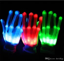 Par de luvas de LED coloridas e rave iluminação de dedo claro luvas piscando luvas de esqueleto unissex3622949