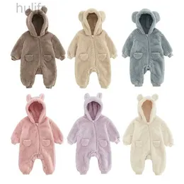 Rompers 0-2y Recém-nascidos Baby Romances Primavera Autumn Warm Fleece Baby meninos fantasia Meninas de meninas para meninas de bebê Macacões de bebê para fora do bebê D240425