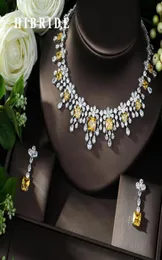 Hibride Exklusive Ohrringe afrikanische Kubikzirkon CZ Nigerian Schmucksets für Frauen Hochzeit Dubai gelbe Farbe Braut Schmuck Set N6086720