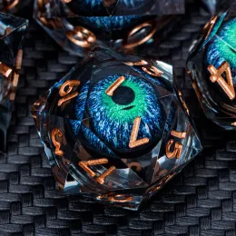 ギャンブルDND D20ブラックブルーリキッドフローアイダイスセットリングDとDダンジョンおよびドラゴンパスファインダーロールプレイゲーム用のシャープエッジダイス