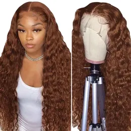 Marrom escuro 13x4 Deep Curly Lace Wig Chocolate Brown Wake profundo peruca encaracolada para mulheres negras pré -arrancadas com cabelos de bebê como humano