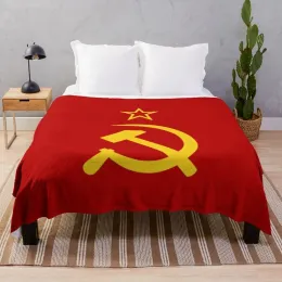 Conjuntos A União Soviética arremesso de areia Islã Blanket emblema da URSS emblema vermelha, cobertor para sofá -cama para roupas de cama presentes