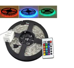 24V SMD 5050 RGB Sıcak Beyaz Mavi LED LED LED IŞIK 5M BANT 300 LEDS Şerit Işıklar 60 PCSM Su Geçirmez IP65 24 Volt 24Keys Uzaktan CO9216306