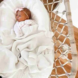 Battaniye kundak örgü bebek battaniyeleri yenidoğan kundak sargısı fırfır battaniyeleri yürümeye başlayan bebek yatak yorgan yeni doğan sepet battaniye