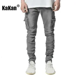 Kakan-High-End Slim Elastic Multi-Tocket Leg Jeans Skinny K016-MGD8 in Europa und Amerika 240420