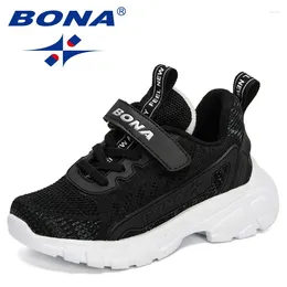 Sapatos casuais bona 2024 designers malha crianças tênis respiráveis meninos que não deslizam meninas zapatillas andando calçados
