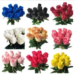 Um verdadeiro toque rosa flor simulada simulada látex rosas de 43 cm de comprimento 12 cores para festas de casamento flores decorativas artificiais ll