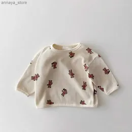 T-Shirts Bebek Kız Sweatshirts Bodysuit Romper Waffle Pamuk Uzun Kollu Üstler Çocuklar Toddler Boys Pullover Sweatshirt T-Shirt Clothirl2404
