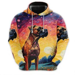 Męskie bluzy bluzy zabawne pies graffiti sztuka graficzne bluzy do męskich ubrania harajuku moda owczarka niemiecka bluzy Pet Pes Psy twarz z kapturem Y2K Tops 240424