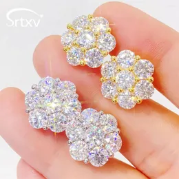 Stud Earrings Total 7CT Real 5mm D Color Moissanite For Women 925 Sterling Silver Plated 18K Gold Wedding Party Gift Jewelry GRA