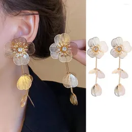 Dangle Küpe Lady Flower For Elegant Rhinestone Kadınlar Şık Alaşımlı Kulak Takı Prom Kokteyl