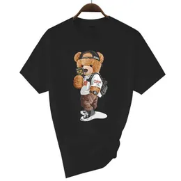 T-shirt maschile marca di lusso Mens Short Slve T-shirts Summer Stampato Black Funny Bear Harajuku in stile Cotone Top Y2K Strtwear Casual T Men T240425