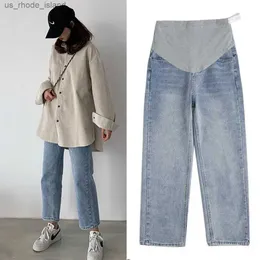 Moderskapsbottnar fdfklak ljus färg denim moderskap jeans för gravida kvinnor kläder elastisk midja magbyxor graviditet våren Autumnl2404