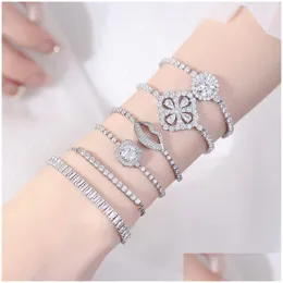 Bracelets de charme Bracelete de jóias Bracelete luxuosa de zircão de zircão incrustado para mulheres para festas mais de 20 dhgso