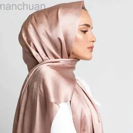 Hidżabs jedwab satynowy hijab szalik muzułmańskie kobiety welonowe szalę Islam Media Silk Ramadan Headcarves muzułmańska moda islam odzież D240425