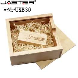 Antriebs Jaster Walnut Maple Wood Foto Album USB+Box USB Flash Drive Pendrive 4 GB 16 GB 32 GB 64 GB Hochzeits Geschenkbox (Größe 105 mm*95 mm*40 mm)