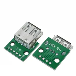 Conector masculino USB / mini micro USB para mergulhar adaptador de 2,54 mm 5pin conector feminino b tipo USB2.0 conversor de PCB feminino USB-01