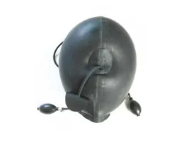 Son lateks maske kaputu bdsm Extreme Bondage Gear fetiş oyun tam kafa, onun black49284063778511 için şişme ağız gag oyuncaklarla kaplı.