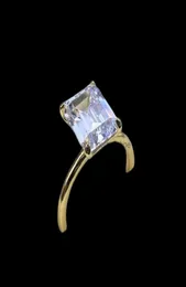 Solitaire Ring Rings Schmuck Panyssen Whiteyellowrose Gold Farbe Luxus 8x10 mm Emerald Cut AAA Zirkon für Frauen 100 925 Sterlin1234859