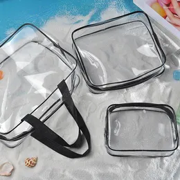 Lagringspåsar sacos kosmeticos de pvc viagem transparente ziper claro maquiagem organisador banho lavagem compoem tote bolsas caso