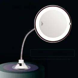 Espelho de maquiagem de LED com lâmpada leve com desktop de armazenamento Rotativo espelho cosmético Light Light Dimming Vanity Mirror