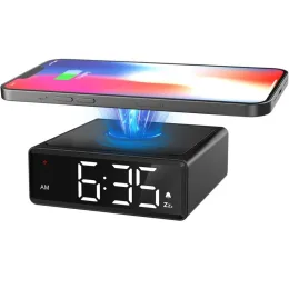 Clocks Fashion Wireless Caricatore Time Clock LED LED Digital Earphone Telegers Charging Orologio per iPhone Samsung