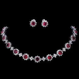 Emmaya luksusowe sześcienne cyrkon kryształowe zestaw biżuterii ślubnej Zestawy kolczyków naszyjniki dla kobiet biżuteria przyjęcia weselnego 240410