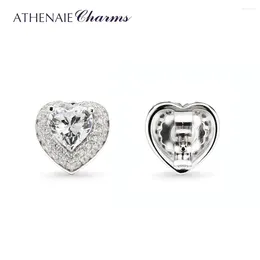 Brincos do garanhão Athenaie 925 Sterling Silver Pave Cz Sparkling Love Heart for Women Wedding Party Birthday Jewelry Gift