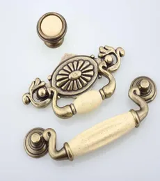 115mm 57mm vintage style ceramic handle drop rings furniture handles cream porcelain drawer cabinet knob bronze dresser 45q5870820