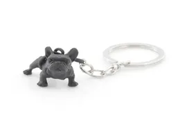 Metall schwarze französische Bulldoggenschlüsselkette süße Hund Tier Schlüsselanhänger Keyrings Frauen Bag Charme Haustier Juwely Geschenk Ganzes Schüttgut Los 7175740