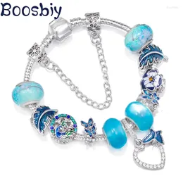 Очарование браслетов голубая бабочка павлин бусинка с цветами бренд Diy Braclet Bracelet Модные украшения для женщин, которые делают подарок Desgin