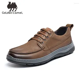 Sapatos casuais goldencamel masculino de couro para homens sapatos de alto luxo de alta qualidade para homens britânicos de sola grossa