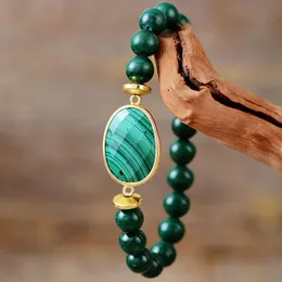 Un tratto elastici di malachite perle di ciocche elastiche bracciale pietre naturali di lusso donne uomini coppie gioielli bijoux all'ingrosso 240410