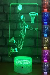 Night Lights Sports Series Bedside Light for Kids Gifts Baby Sleeping Lighting 3D Basketball Player Table Lamp LED Nightlights Dan1664231