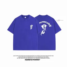 メンズTシャツCamiseta de Algodo Gtica Lavada Masculina Tops Com Gola oカジュアルY2K Harajuku Hip Hip Hop Moda Letra F Vero H240425