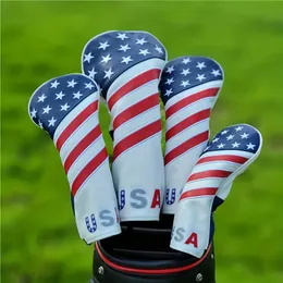 Set di coperture per la testa del club di golf patriottico - Proteggi i tuoi club con resistente pelle PU e vibrante design della bandiera americana