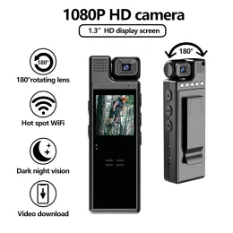 Camcorders 2024 WiFi Mini Câmera 1080p Gravador de vídeo digital portátil Bodycam Visão noturna da polícia