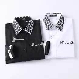 Camicia da uomo di lusso da maschi da uomo in modo casuale di design casual marchi da uomo a colori solidi camicie in forma con marca M-3XL