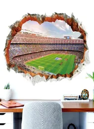 Trasig vägg 3D Soccer Field Wall Stickers för barn babyrum sovrum hem dekoration väggmålning fotboll klistermärke konst dekaler y084215511