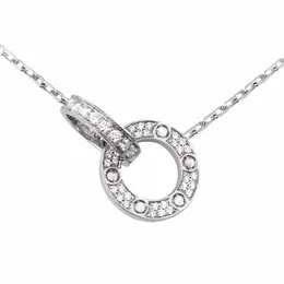 Designer Trend Carter Double Ring Aning Necklace Full Sky Star Diamond San Valentines Giorno Light Luxury Collar Chain