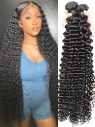 Perücken Perücken 28 30 Zoll lose tiefe Welle menschliches Haar Bundles Brasilianer Curly 3 4 Bündel Remy rohes Haar für Frauen Jungfrau Haar Gewebe