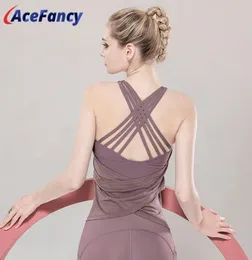 Йога наряды Top Women Gym Sports Vest AceFancy Cross Backless Sport Bras Рубашка Fitness рубашки без рукавов T22184843378