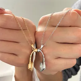 2pcs/set Tai Chi Herzpaar Halskette für Frauen Männer Magnet Anhänger gepaarter Schmuck Valentinstag Geschenk
