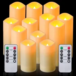 12Pcs LED Flameless Candles with Remote battery operated Romantic Atmosphere Lights for Party Thanksgiving Home Decoration 240417